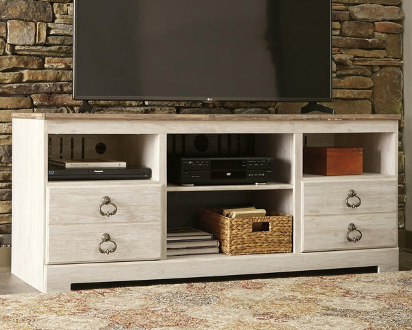 Willowton Whitewash 64 inch TV Stand front view