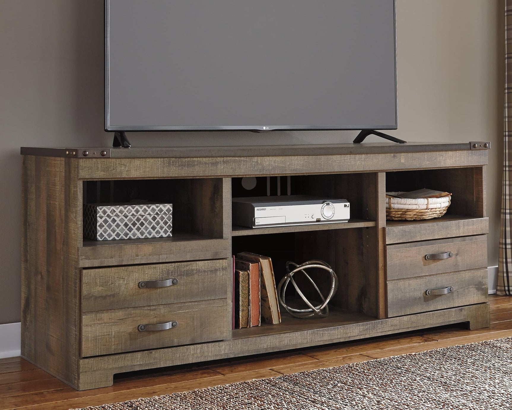 Trinell Brown 63-inch TV Stand front angle view