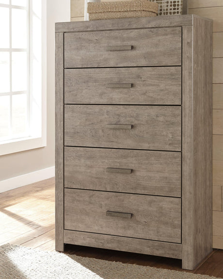 Culverbach Gray Chest Of Drawers front view with drawers closed