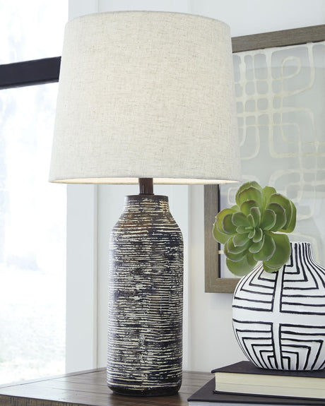 Mahima Black and White Table Lamp set front view