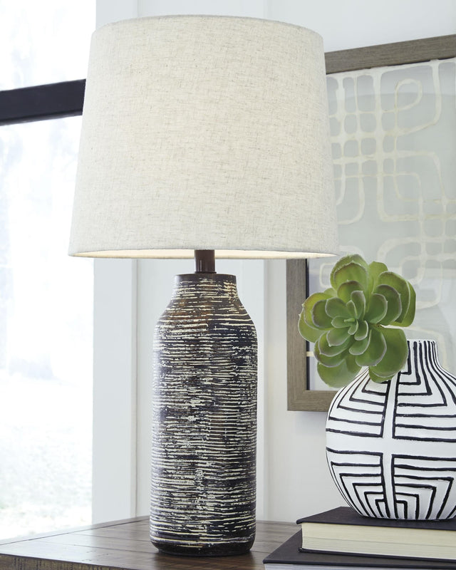 Mahima Black and White Table Lamp set front view