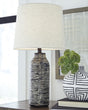 Mahima Black and White Table Lamp set front view