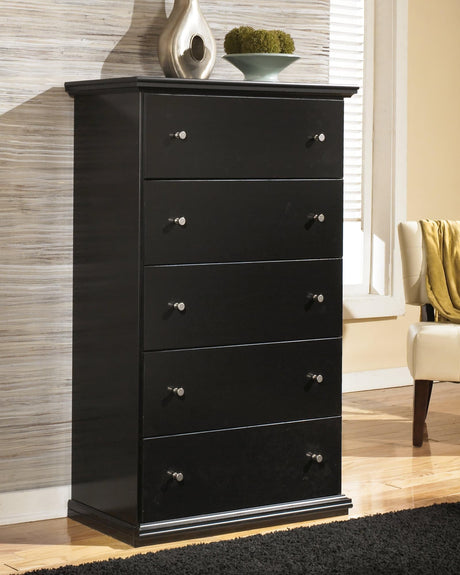 Maribel Black Chest of Drawers front view