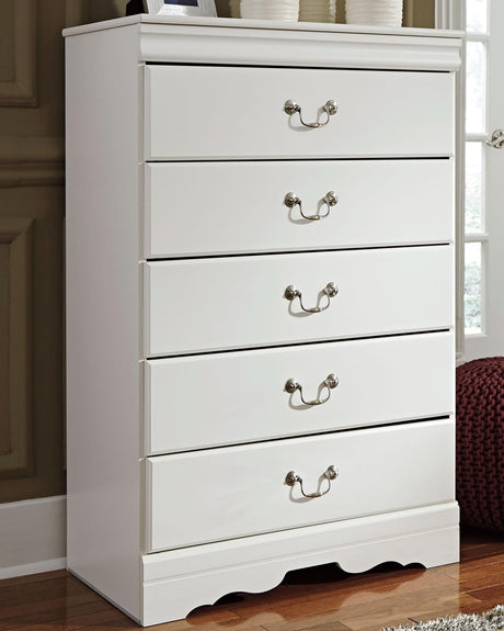 Anarasia White Chest of Drawers front angle