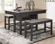 Tyler Creek Black and gray counter height dining table angled front view