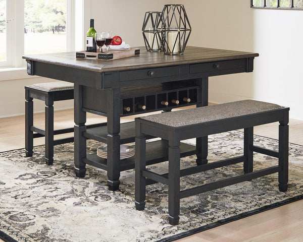 Tyler Creek Black and gray counter height dining table angled front view