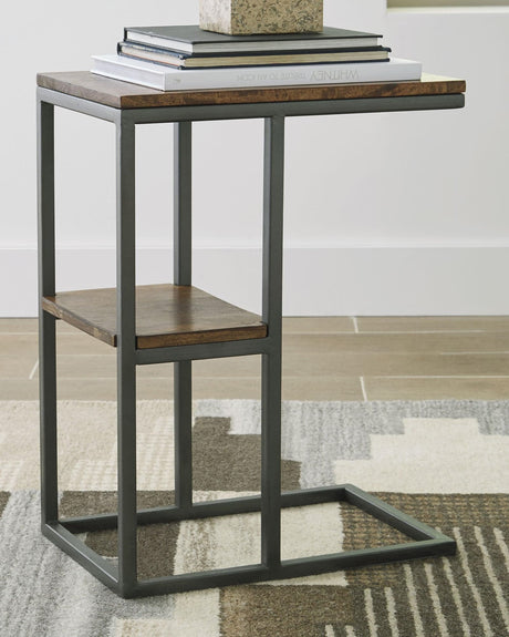 Forestmin Accent Table natural wood surface with black metal frame side view