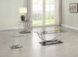 Danville 3-piece glass top coffee and end table set chrome front view