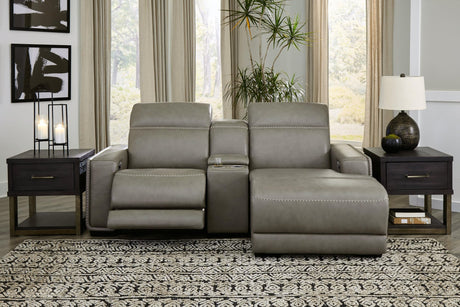 Correze Gray 3-Piece Power Reclining Sectional with Chaise, front view
