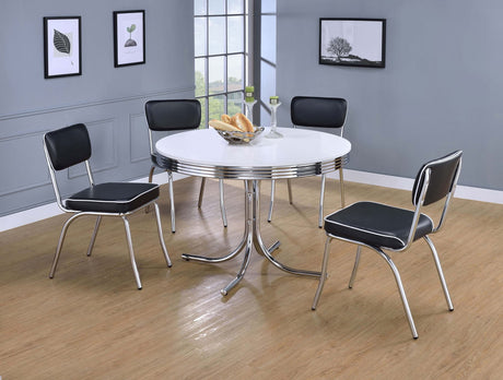 Front view of Retro White Black Round Dining Set