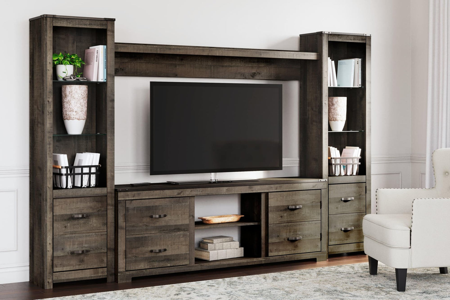 Trinell Brown 4-Piece Entertainment Center front angle