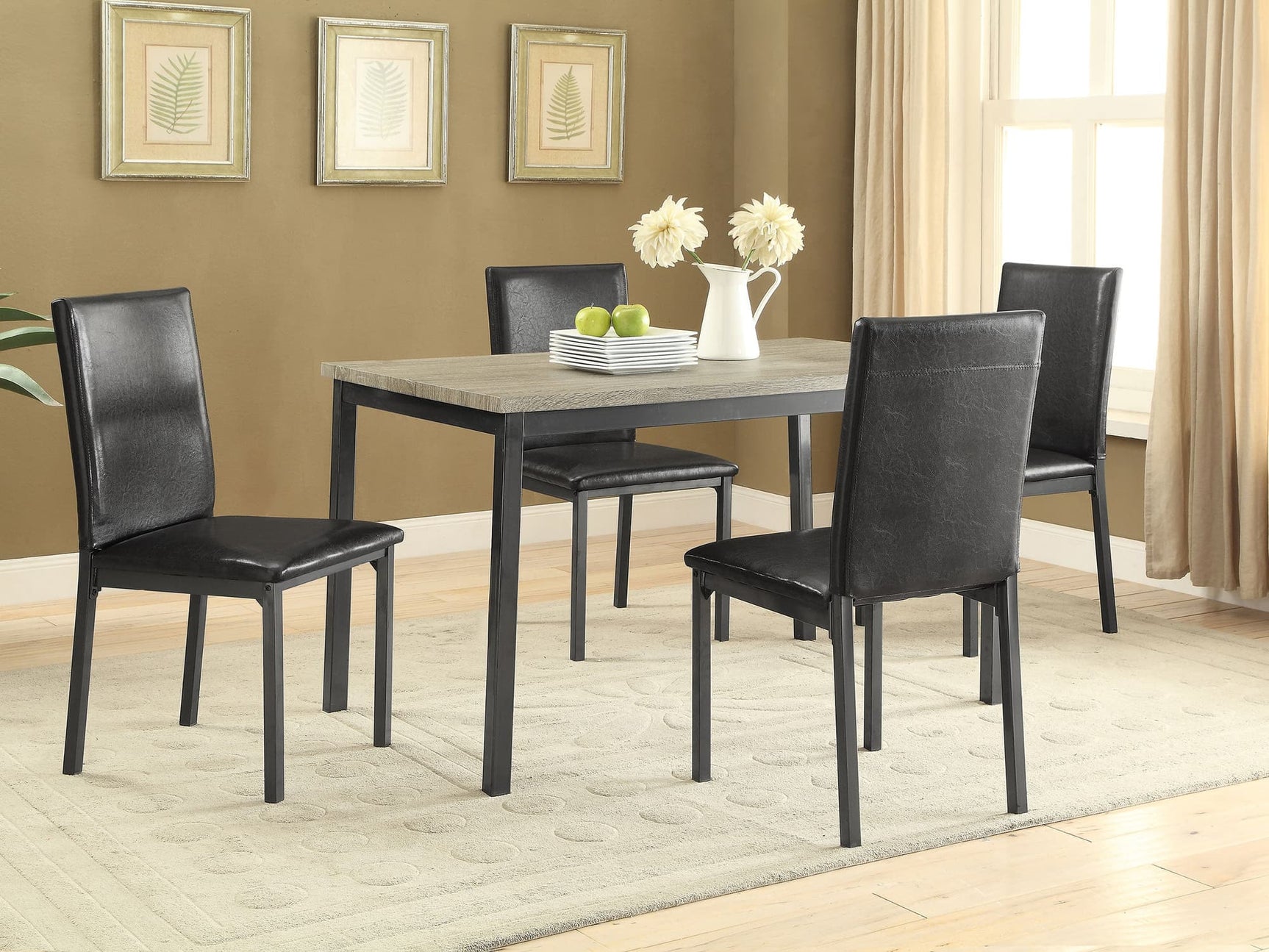 main view of Garza Gray Black Rectangular Dining Room Set dining room furniture