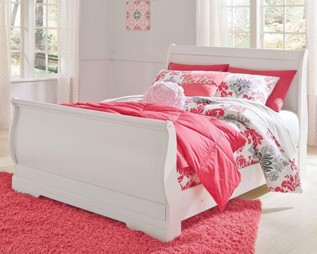 Anarasia White Full Sleigh Bed - angled view