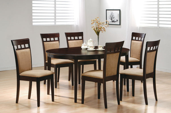 Main view of Gabriel Cappuccino Upholstered Back Extension Leaf Dining Set dining room furniture