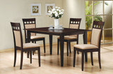 Gabriel Cappuccino upholstered back rectangular 59-inch dining table with four chairs - main view