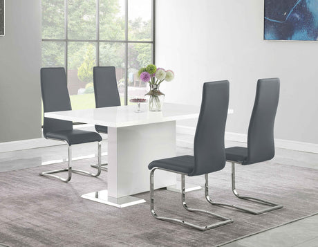 Main view of Anges white and grey high gloss dining room set