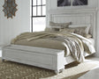Kanwyn Whitewash Queen Panel Bed with Storage Bench front view