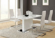 Anges White High Gloss Dining Room Set main view with table and chairs