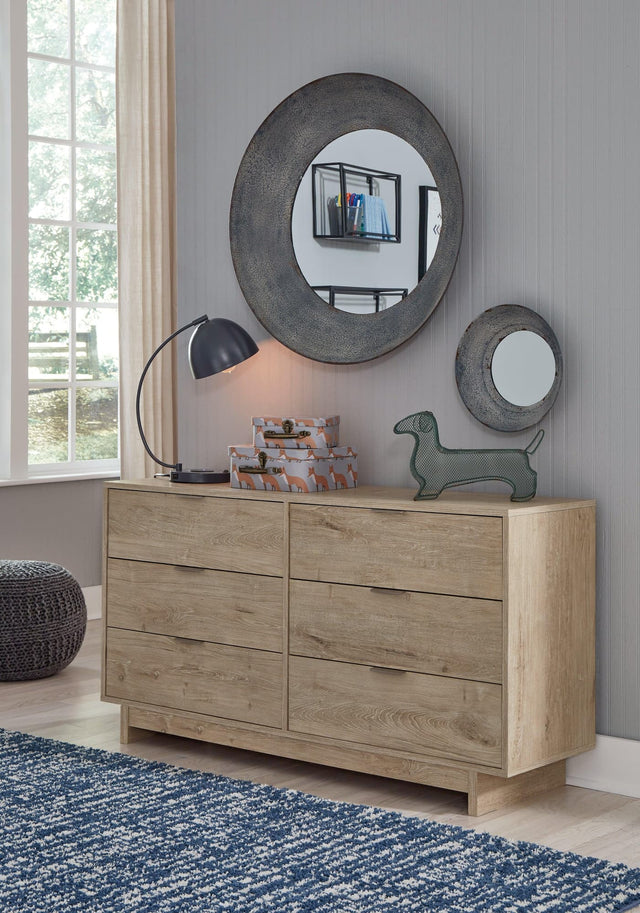 Oliah Natural Dresser front view showing 6 drawers