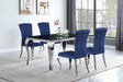 Carone Blue 61-inch rectangular glass dining table with 4 side chairs main view