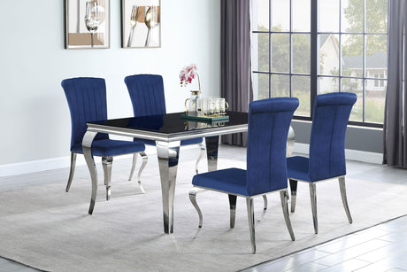 Carone Blue 61-inch rectangular glass dining table with 4 side chairs main view