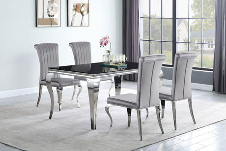 Carone Grey 61-inch Rectangular Glass Dining Room Set main view with table and chairs