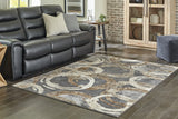 Faelyn Multi 5' x 7'3" rug displaying geometric abstract pattern from top view