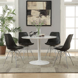 Lowry White and Black Round Dining Room Set main dining table view