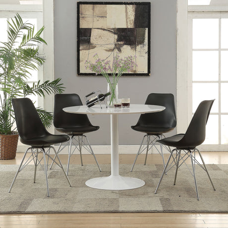 Lowry White and Black Round Dining Room Set main dining table view