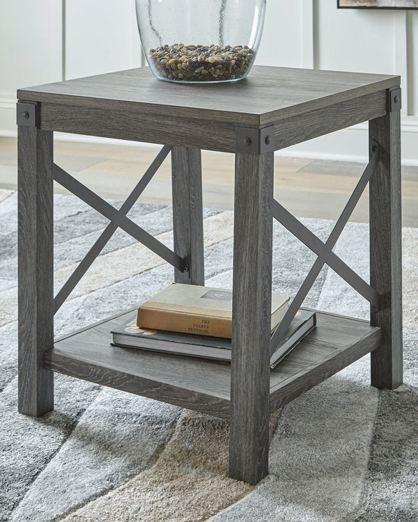Freedan Grayish Brown End Table front view