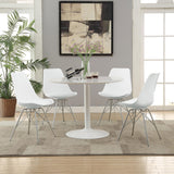 Lowry White Round Dining Set main dining table view