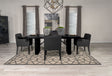 Main view of Catherine Black Rectangular Dining Room Set with black rectangular table and side chairs