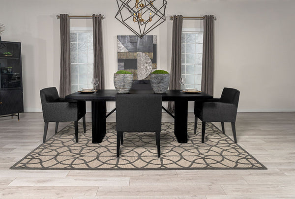 Main view of Catherine Black Rectangular Dining Room Set with black rectangular table and side chairs