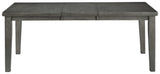 Hallanden Gray Dining Extension Table angled side view