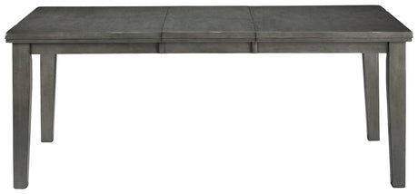 Hallanden Gray Dining Extension Table angled side view