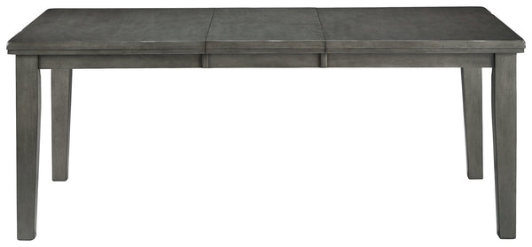 Hallanden Gray Dining Extension Table angled side view