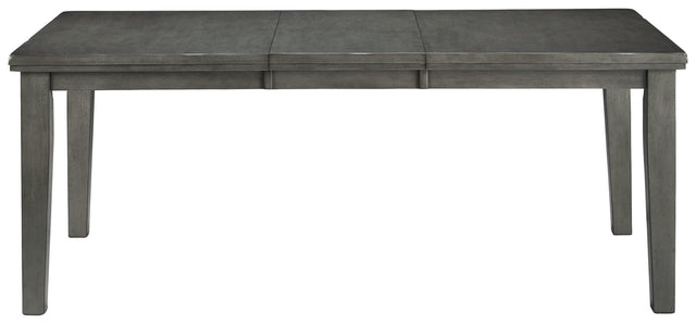 Hallanden Gray Dining Extension Table angled side view