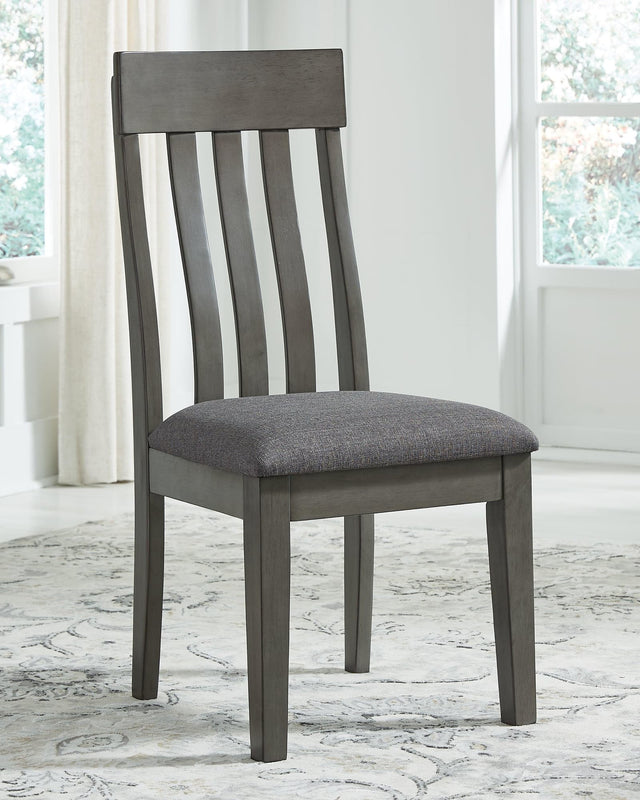 Hallanden Two-Tone Gray Upholstered Dining Chair front angle