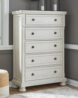 Robbinsdale Antique White Chest of Drawers front angle closed