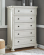 Robbinsdale Antique White Chest of Drawers front angle closed