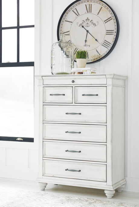 Kanwyn Whitewash Chest Of Drawers - angle view