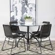 Aviano Gunmetal round glass top dining table with chairs - main view