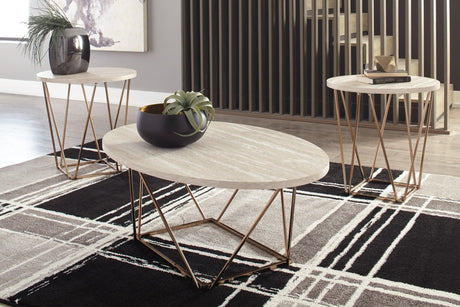 Tarica contemporary 3-piece two-tone table set with coffee and end tables