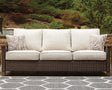 Paradise Trail Medium Brown Outdoor Sofa with Cushions front angle