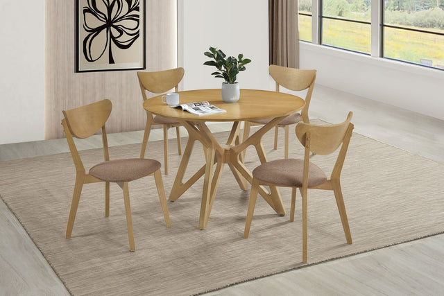 Elowen Light Walnut Round Solid Wood Dining Set main view