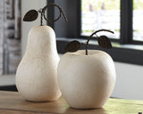 Bidelia Sculpture Set of 2 with apple shape, antique white finish