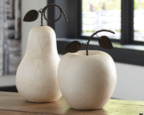 Bidelia Sculpture Set of 2 with apple shape, antique white finish