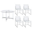 Keeling Chrome Round Glass Top Dining Set front view showing glass tabletop and chrome frame