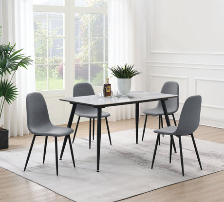 Dennison Grey Rectangular Dining Room Set main view with table and chairs
