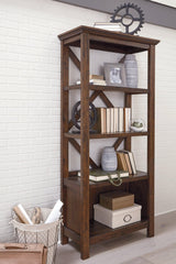 Baldridge Rustic Brown 75 inch wood bookcase front view